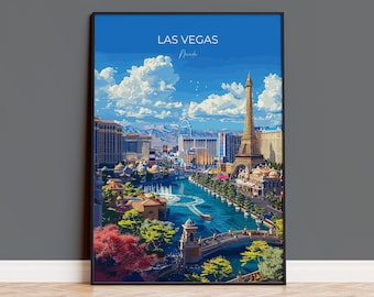 Las Vegas Travel Poster, Travel Print of Las Vegas, Nevada, Las Vegas Art Lovers Gift, USA Gift, Wall Art Print