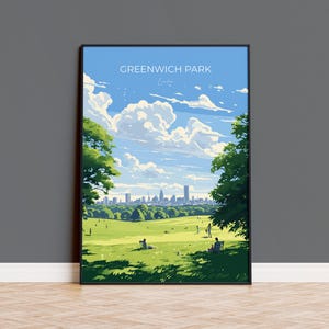 Greenwich Park Travel Poster, Travel Print of Greenwich  Park, London Poster, Greenwich Park Art Gift, London Art Lovers UK Travel Gift