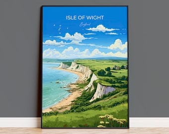 Isle of Wight Travel Poster Wall Art, Isle of Wight Travel Print, English Coastal Art, Isle of Wight Gift, Art Lovers Gift