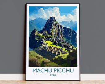 Machu Picchu Travel Print, Travel Poster of Machu Picchu, South America, Machu Picchu Art, Machu Picchu Gift, Wall Art Print