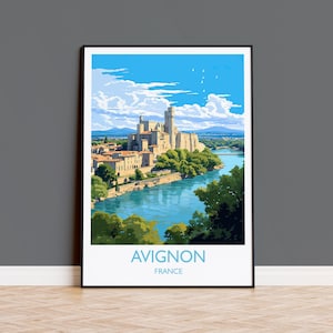 Avignon Travel Poster, Travel Print of Avignon, France, Provence Art, Avignon Gift, Wall Art Print