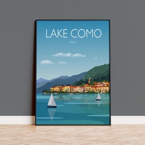 Comer See Reise Poster Wandkunst, Reisedruck von Comer See, Comer See Kunstliebhaber Geschenk, Italien, Italien Reise Poster, Italienische Seen