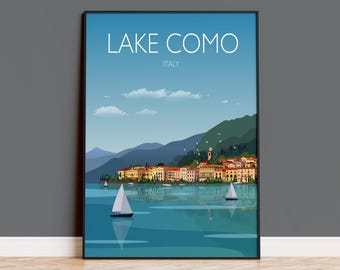 Comomeer reizen poster kunst aan de muur, reizen print van het Comomeer, Comomeer kunstliefhebbers cadeau, Italië, Italië reisposter, Italiaanse meren