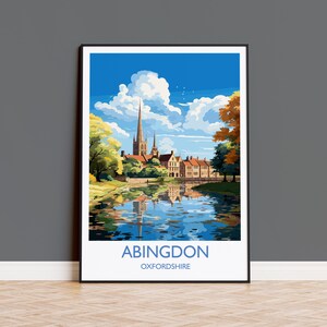 Impresión de Abingdon, póster de viaje de Abingdon, regalo para amantes del arte de Abingdon, Oxfordshire, impresión de arte mural de la campiña inglesa