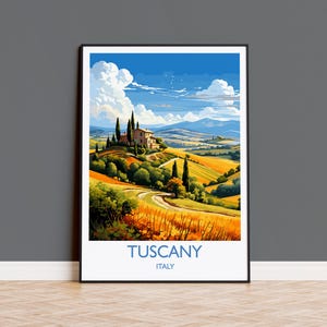 Tuscany Travel Poster Wall Art, Travel Print of Tuscany, Tuscany Art Lovers Gift,  Italy Art Gift