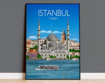 Travel Poster of Istanbul, Travel Print of Istanbul, Istanbul Poster, Istanbul, Turkey, Turkey Travel Poster