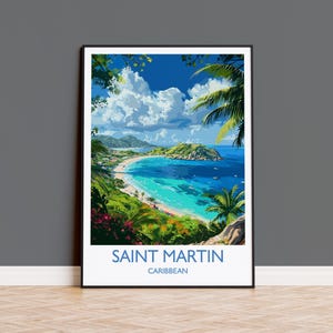 Impresión de viaje de San Martín, póster de viaje de San Martín, Caribe, regalo para amantes del arte de San Martín, regalo del Caribe, impresión de arte de pared