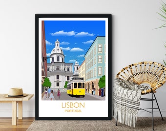 Travel Poster of Lisbon, Travel Print of Lisbon, Lisbon, Portugal, Portugal Travel Poster, Lisbon Cityscape