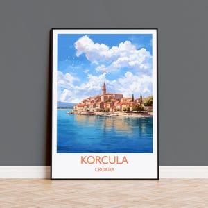 Korcula Travel Print, Travel Poster of Korcula, Croatia, Korcula Art, Korcula Gift, Wall Art Print