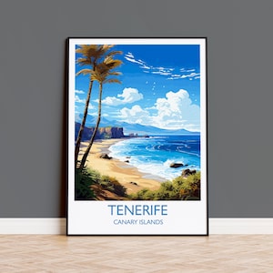 Impresión de viaje de Tenerife, póster de viaje de Tenerife, Islas Canarias, regalo para amantes del arte de Tenerife, impresión de arte de pared