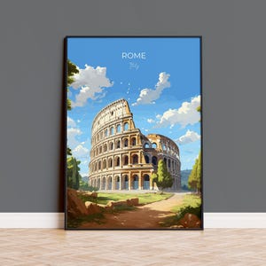 Rome Travel Poster, Travel Print of Rome, Italy Poster, Rome Art Lovers Gift, Colosseum Rome Art, Italy Travel Art
