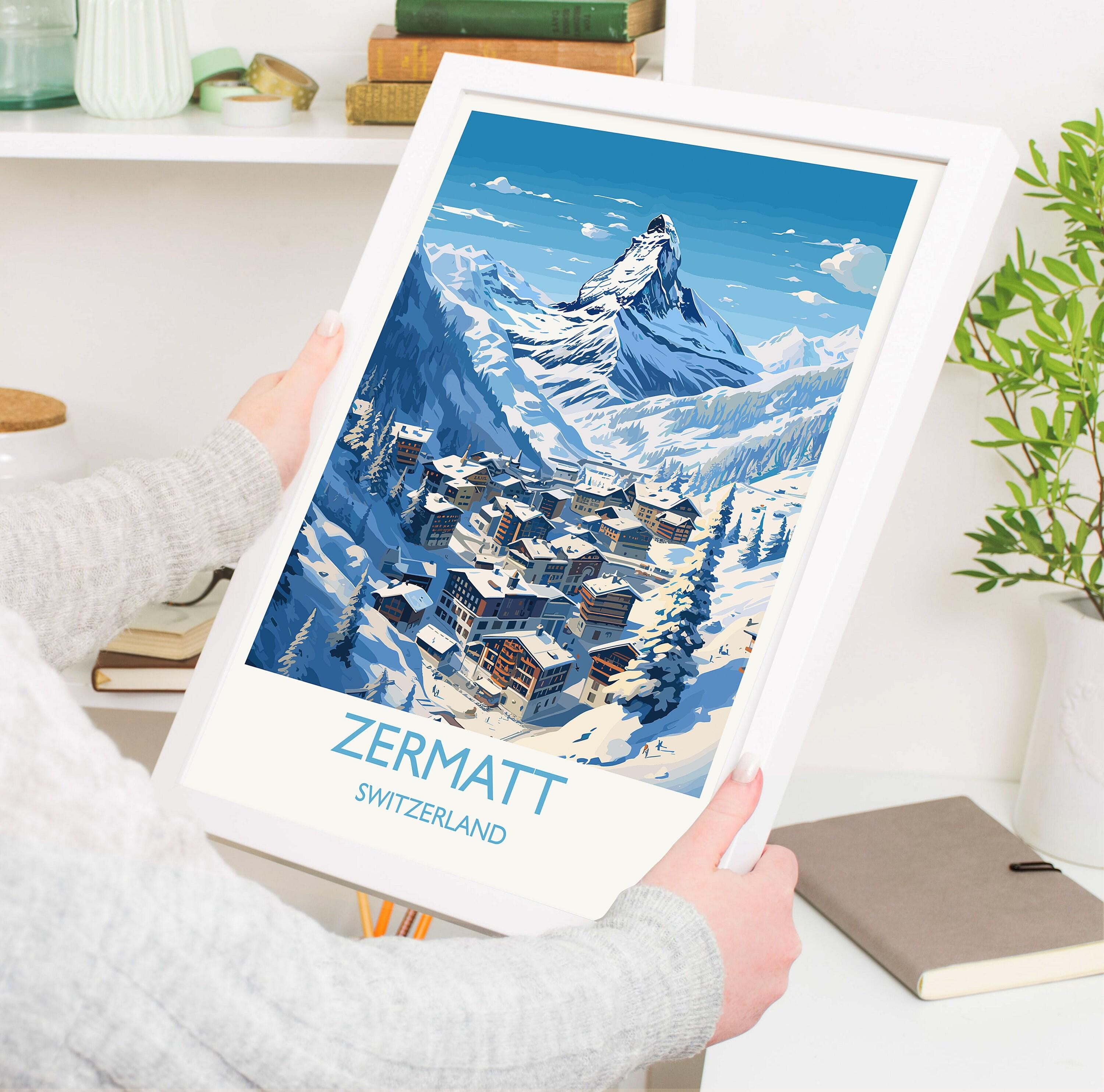 Zermatt Wall Art Travel Poster, Travel Print of Zermatt, Ski Poster ...