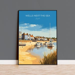 Wells Next the Sea Travel Print, Travel Poster of Wells Next the Sea, Norfolk, England, Norfolk Art, Norfolk Gift, Wall Art Print