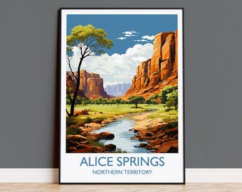 Alice Springs Poster, Travel Print of Alice Springs, Northern Territory, Alice Springs Art Lovers Gift, Australia Wall Art Gift