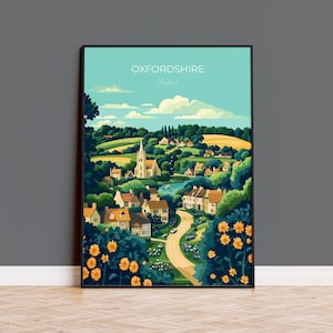 Oxfordshire Travel Print Wall Art, Oxfordshire Travel Poster, English Countryside Art Gift, Wall Art Print