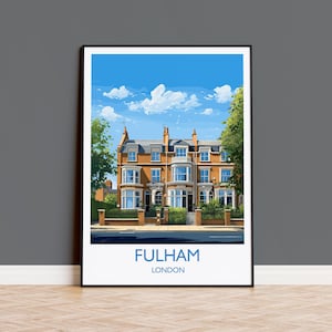 Fulham Travel Poster Wall Art, Travel Print of Fulham, London Poster, Fulham Art Gift, London Art UK Travel Gift