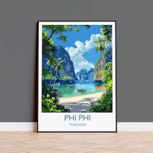 Wydruk z podróży Phi Phi, plakat podróżniczy Phi Phi, Tajlandia, prezent dla miłośników sztuki na wyspach Phi Phi, wydruk ścienny