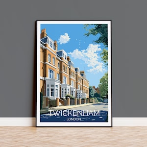 Twickenham Travel Poster, Travel Print of Twickenham, London,  England, London Art Lovers Gift, Wall Art Print