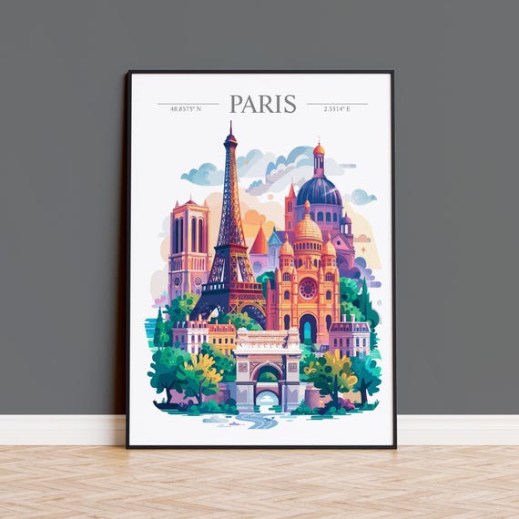 Tableau Décoratif Paris Skyline Typographie Sur Toile - Art Mural Moderne Couleur Gris