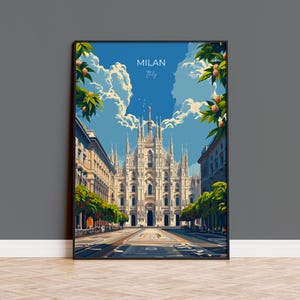 Milan Travel Print Wall Art, Travel Poster of Milan, Milan Art Lovers Gift, Italy, Italian City Art Gift