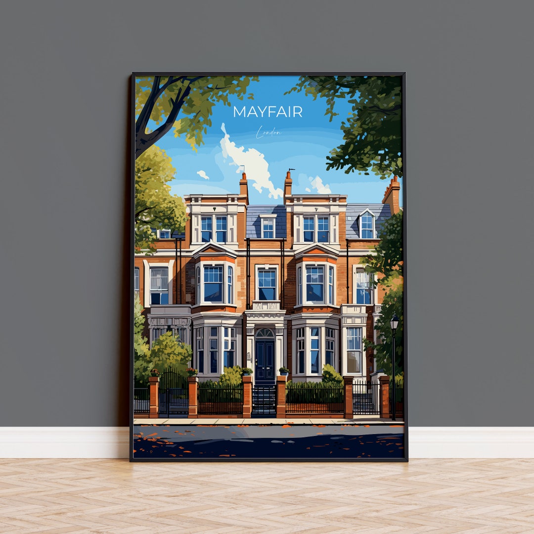 Mayfair Travel Poster Wall Art, Travel Print of Mayfair, London Poster