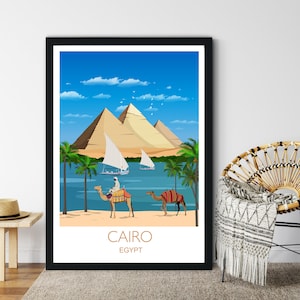 Travel Poster of Cairo Travel Print of Cairo, Pyramids, Egypt, Egypt Travel Poster, Birthday gift