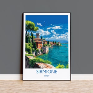 Sirmione Reisedruck Wandkunst, Reiseplakat von Gardasee, Sirmione Kunstliebhaber Geschenk, Italien, Italienische Seen Kunst Geschenk