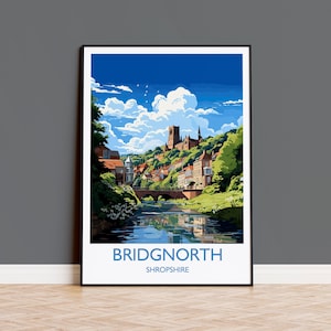 Bridgnorth Travel Print Wall Art, Travel Poster of Bridgnorth, England, Shropshire Art Lovers Gift, Bridgnorth Wall Decor