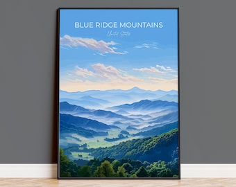 Blue Ridge Mountains Print, Travel Poster of Blue Ridge Mountains, Appalachian Mountains, USA, Travel Gift
