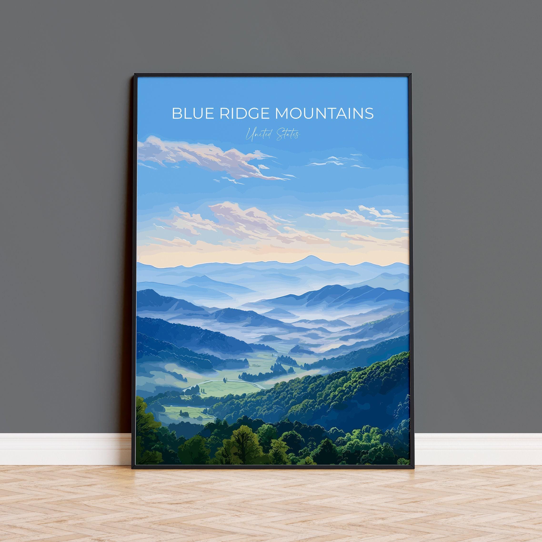 Blue Ridge Mountains Print, Travel Poster of Blue Ridge Mountains ...