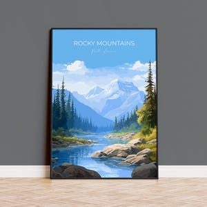 Rocky Mountains Poster, Travel Print of Rocky Mountains, Rockies Art North America, USA, Canada, Travel Gift