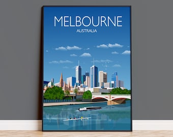 Travel Poster of Melbourne , Travel Print of Melbourne, City of Melbourne, Australia, Australia Travel Poster, Melbourne Cityscape