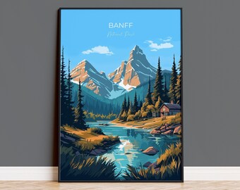 Banff Print, Travel Poster of Banff National Park, Banff National Park Gift, Canada Art, Canada Gift,