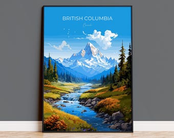 British Columbia Wall Art Travel Print, Travel Poster of British Columbia, British Columbia Art Lovers Gift, Canada Art Travel Gift