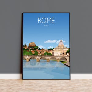 Rome Travel Print Wall Art, Travel Poster of Rome, Rome Art Lovers Gift, Italy Travel Art, Rome Cityscape