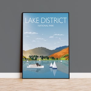 Lake District Print Wall Art, Travel Poster of Lake District, Cumbria Art, UK, Lake District Art Lovers Gift, UK Landscape Art