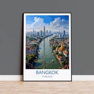 Bangkok Poster Wall Art, Bangkok Travel Print, Thailand Wall Art, Bangkok Art Lovers Gift, Thailand Gift