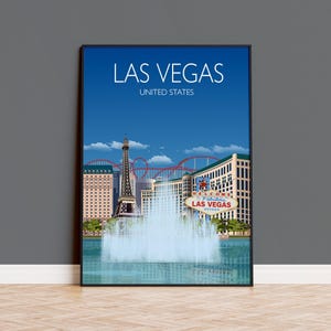 Las Vegas Travel Poster Wall Art , Travel Print of Las Vegas, City of Las Vegas, USA, USA Travel Poster, Las Vegas Art Lovers Gift