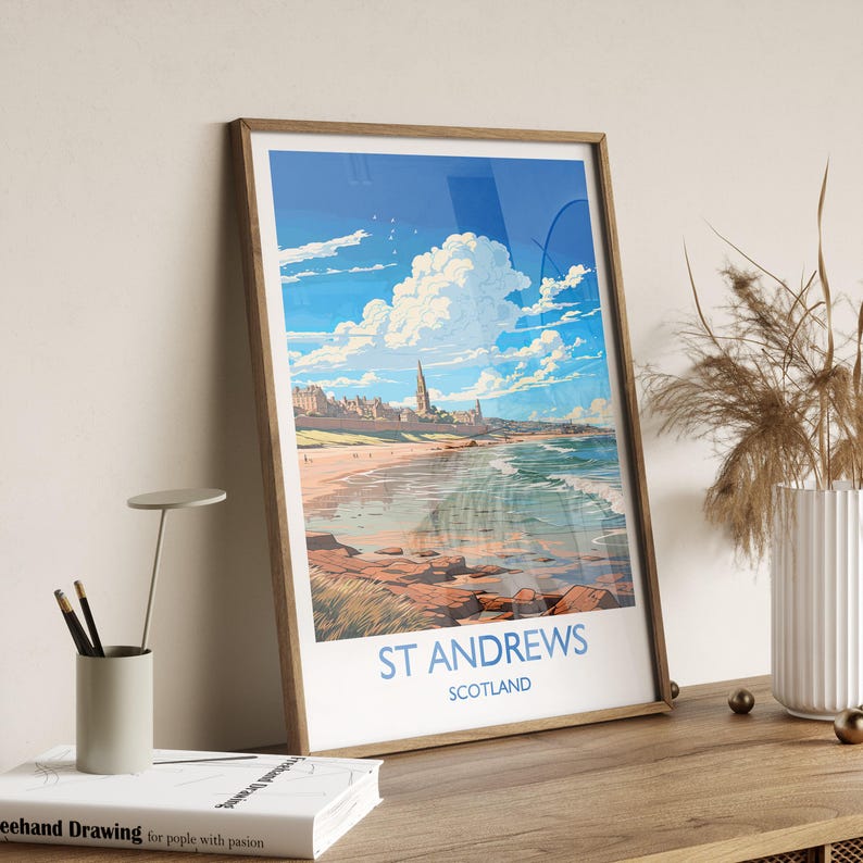 St Andrews Travel Poster Wall Art, Travel Print of St Andrews, Scotland ...