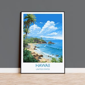 Hawaii Reisedruck, Reiseplakat von Hawaii, Hawaii Kunst Geschenk, USA Wand Kunst Druck
