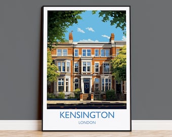 Kensington Travel Poster, Travel Print of Kensington, London Poster, Kensington Gift, Kensington Art, London Art UK Travel Gift