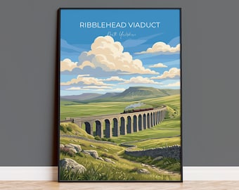 Ribblehead Viaduct Poster, Yorkshire Dales Wall Art, Settle Carlisle Railway Print, England Travel Poster, Ribblehead Gift