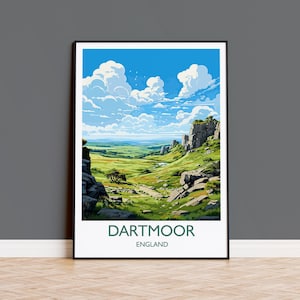 Art mural affiche de voyage Dartmoor, impression de voyage de Dartmoor, Angleterre, cadeau pour les amateurs d'art de Dartmoor, campagne anglaise