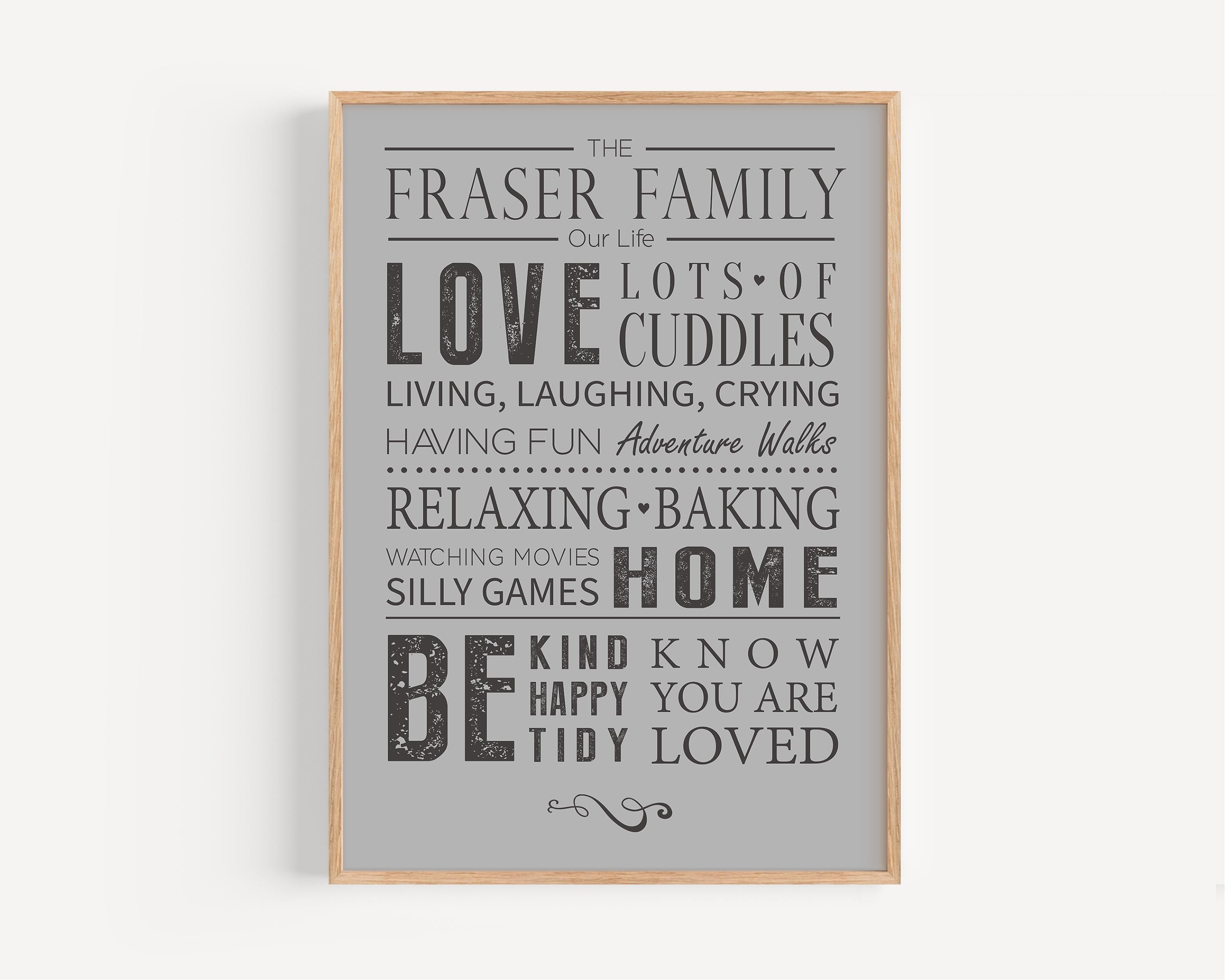 Family Love Word Art Print, Gift for family, Family keepsake Poster, Mothers Day Gift