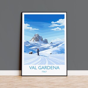 Val Gardena Wand Kunst Reise Poster, Reise Druck von Val Gardena, Ski Poster Kunst Geschenk, Italien Dolomiten Ski Kunst Reiseliebhaber Geschenk