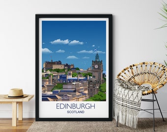 Edinburgh Stadtbild Druck, Reiseplakat von Edinburgh, Schottland, Edinburgh Geschenk, Edinburgh Castle Kunst, Schottland Kunst Geschenk