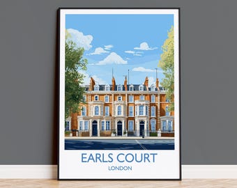 Earls Court Travel Poster, Travel Print of Earls Court, London Poster, Earls Court  Gift, Earls Court Art, London Art UK Travel Gift