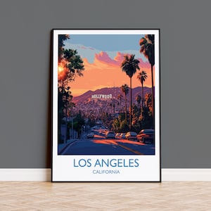 Los Angeles Reisedruck, Reiseplakat von Los Angeles, Kalifornien, Los Angeles Kunstliebhaber Geschenk, USA Geschenk, Wandkunst