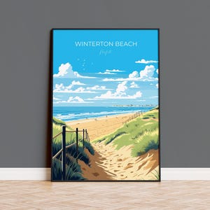 Winterton Beach Print Wandkunst, Reiseplakat von Winterton Beach, Norfolk, England, Winterton Beach Geschenk, Norfolk Kunstgeschenk, Wandkunst