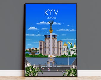 Kyiv Travel Poster, Kyiv Ukraine Travel Print, Kyiv Poster, Ukraine Wall Art Print, Travel Gift, Kyiv Gift